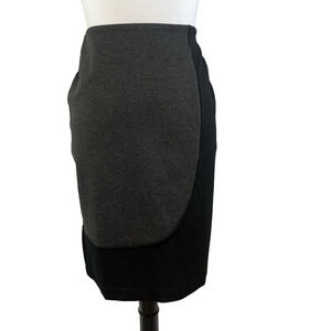 Ellen Tracy Skirt size Small Black Gray Ponte Knit Straight Pencil Knee Stretch